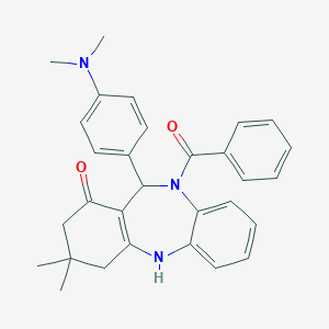 molecular formula C30H31N3O2 B446810 10-benzoyl-11-[4-(dimethylamino)phenyl]-3,3-dimethyl-2,3,4,5,10,11-hexahydro-1H-dibenzo[b,e][1,4]diazepin-1-one CAS No. 312621-11-7