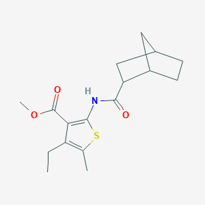 molecular formula C17H23NO3S B446811 Methyl 2-[(bicyclo[2.2.1]hept-2-ylcarbonyl)amino]-4-ethyl-5-methyl-3-thiophenecarboxylate 