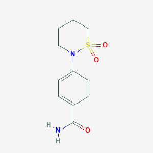 molecular formula C11H14N2O3S B4468189 4-(1,1-dioxido-1,2-thiazinan-2-yl)benzamide 