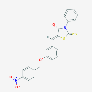 molecular formula C23H16N2O4S2 B446835 5-[3-({4-Nitrobenzyl}oxy)benzylidene]-3-phenyl-2-thioxo-1,3-thiazolidin-4-one 