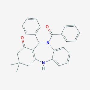 molecular formula C28H26N2O2 B446838 5-Benzoyl-9,9-dimethyl-6-phenyl-6,8,10,11-tetrahydrobenzo[b][1,4]benzodiazepin-7-one CAS No. 328280-55-3