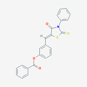 molecular formula C23H15NO3S2 B446841 3-[(4-Oxo-3-phenyl-2-thioxo-1,3-thiazolidin-5-ylidene)methyl]phenyl benzoate 