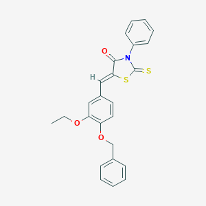 molecular formula C25H21NO3S2 B446873 5-[4-(Benzyloxy)-3-ethoxybenzylidene]-3-phenyl-2-thioxo-1,3-thiazolidin-4-one 