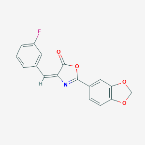 molecular formula C17H10FNO4 B446881 2-(1,3-benzodioxol-5-yl)-4-(3-fluorobenzylidene)-1,3-oxazol-5(4H)-one 