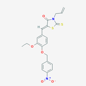 molecular formula C22H20N2O5S2 B446889 3-Allyl-5-[3-ethoxy-4-({4-nitrobenzyl}oxy)benzylidene]-2-thioxo-1,3-thiazolidin-4-one 