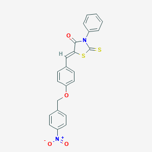 molecular formula C23H16N2O4S2 B446895 5-[4-({4-Nitrobenzyl}oxy)benzylidene]-3-phenyl-2-thioxo-1,3-thiazolidin-4-one 