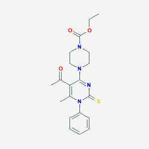molecular formula C20H24N4O3S B446904 Ethyl 4-(5-acetyl-6-methyl-1-phenyl-2-thioxo-1,2-dihydropyrimidin-4-yl)piperazine-1-carboxylate 