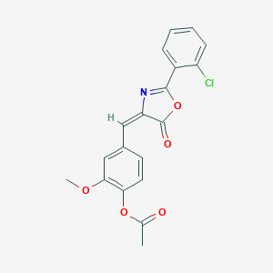 molecular formula C19H14ClNO5 B446912 4-[(2-(2-chlorophenyl)-5-oxo-1,3-oxazol-4(5H)-ylidene)methyl]-2-methoxyphenyl acetate 