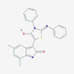 5,7-dimethyl-3-[4-oxo-3-phenyl-2-(phenylimino)-1,3-thiazolidin-5-ylidene]-1,3-dihydro-2H-indol-2-one