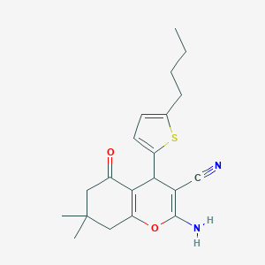 molecular formula C20H24N2O2S B446929 2-amino-4-(5-butyl(2-thienyl))-7,7-dimethyl-5-oxo-4H-6,7,8-trihydrochromene-3-carbonitrile 