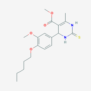 molecular formula C19H26N2O4S B446937 Methyl 4-[3-methoxy-4-(pentyloxy)phenyl]-6-methyl-2-thioxo-1,2,3,4-tetrahydro-5-pyrimidinecarboxylate 