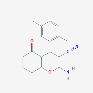 molecular formula C18H18N2O2 B446938 2-amino-4-(2,5-dimethylphenyl)-5-oxo-5,6,7,8-tetrahydro-4H-chromene-3-carbonitrile 