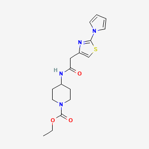 molecular formula C17H22N4O3S B4469394 ETHYL 4-{2-[2-(1H-PYRROL-1-YL)-1,3-THIAZOL-4-YL]ACETAMIDO}PIPERIDINE-1-CARBOXYLATE 