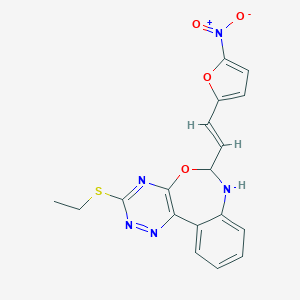 molecular formula C18H15N5O4S B446940 3-(Ethylsulfanyl)-6-(2-{5-nitro-2-furyl}vinyl)-6,7-dihydro[1,2,4]triazino[5,6-d][3,1]benzoxazepine 