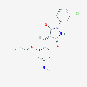 molecular formula C23H26ClN3O3 B446941 (4E)-1-(3-chlorophenyl)-4-[4-(diethylamino)-2-propoxybenzylidene]pyrazolidine-3,5-dione 