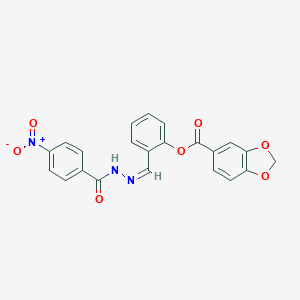 [2-[(Z)-[(4-nitrobenzoyl)hydrazinylidene]methyl]phenyl] 1,3-benzodioxole-5-carboxylate