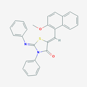 molecular formula C27H20N2O2S B446960 5-[(2-Methoxy-1-naphthyl)methylene]-3-phenyl-2-(phenylimino)-1,3-thiazolidin-4-one 