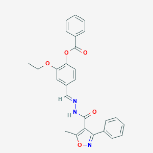 2-ethoxy-4-[(E)-{2-[(5-methyl-3-phenyl-1,2-oxazol-4-yl)carbonyl]hydrazinylidene}methyl]phenyl benzoate