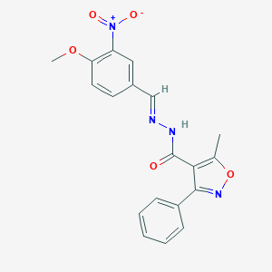 molecular formula C19H16N4O5 B446974 N'-{3-nitro-4-methoxybenzylidene}-5-methyl-3-phenyl-4-isoxazolecarbohydrazide 