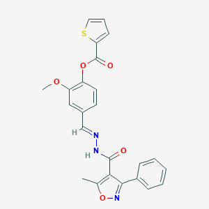 molecular formula C24H19N3O5S B446994 [2-methoxy-4-[(E)-[(5-methyl-3-phenyl-1,2-oxazole-4-carbonyl)hydrazinylidene]methyl]phenyl] thiophene-2-carboxylate CAS No. 353776-64-4