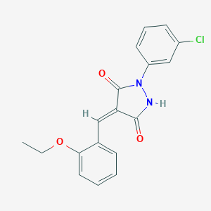molecular formula C18H15ClN2O3 B447002 (4E)-1-(3-chlorophenyl)-4-(2-ethoxybenzylidene)pyrazolidine-3,5-dione 