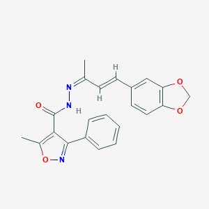 molecular formula C22H19N3O4 B447003 N'-[3-(1,3-benzodioxol-5-yl)-1-methyl-2-propenylidene]-5-methyl-3-phenyl-4-isoxazolecarbohydrazide 