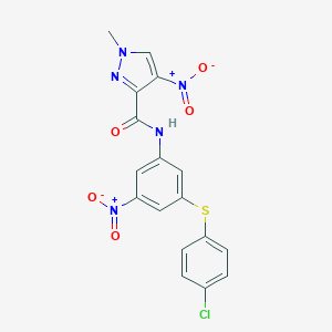 molecular formula C17H12ClN5O5S B447006 N-{3-[(4-chlorophenyl)sulfanyl]-5-nitrophenyl}-4-nitro-1-methyl-1H-pyrazole-3-carboxamide 