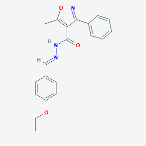molecular formula C20H19N3O3 B447011 N'-(4-ethoxybenzylidene)-5-methyl-3-phenyl-4-isoxazolecarbohydrazide 