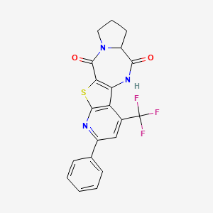 14-phenyl-12-(trifluoromethyl)-17-thia-3,9,15-triazatetracyclo[8.7.0.03,7.011,16]heptadeca-1(10),11(16),12,14-tetraene-2,8-dione