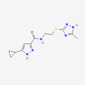 3-cyclopropyl-N-{2-[(3-methyl-1H-1,2,4-triazol-5-yl)thio]ethyl}-1H-pyrazole-5-carboxamide