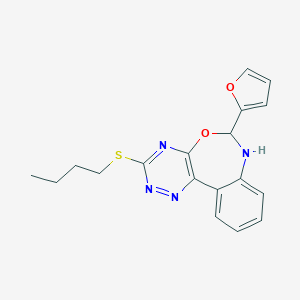 molecular formula C18H18N4O2S B447042 Butyl 6-(2-furyl)-6,7-dihydro[1,2,4]triazino[5,6-d][3,1]benzoxazepin-3-yl sulfide 