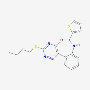 molecular formula C18H18N4OS2 B447043 3-(Butylsulfanyl)-6-(2-thienyl)-6,7-dihydro[1,2,4]triazino[5,6-d][3,1]benzoxazepine 