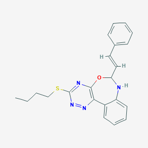 Butyl 6-(2-phenylvinyl)-6,7-dihydro[1,2,4]triazino[5,6-d][3,1]benzoxazepin-3-yl sulfide