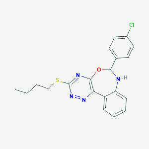 molecular formula C20H19ClN4OS B447046 3-(Butylsulfanyl)-6-(4-chlorophenyl)-6,7-dihydro[1,2,4]triazino[5,6-d][3,1]benzoxazepine 