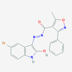 molecular formula C19H13BrN4O3 B447047 N'-(5-bromo-2-oxo-1,2-dihydro-3H-indol-3-ylidene)-5-methyl-3-phenyl-4-isoxazolecarbohydrazide 