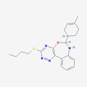 molecular formula C21H26N4OS B447054 3-(Butylsulfanyl)-6-(4-methyl-3-cyclohexen-1-yl)-6,7-dihydro[1,2,4]triazino[5,6-d][3,1]benzoxazepine 