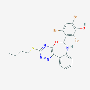 molecular formula C20H17Br3N4O2S B447058 2,4,6-Tribromo-3-[3-(butylsulfanyl)-6,7-dihydro[1,2,4]triazino[5,6-d][3,1]benzoxazepin-6-yl]phenol 