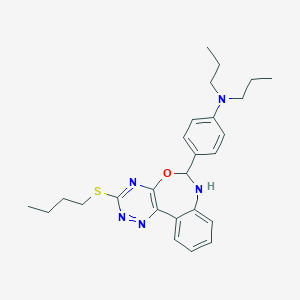 molecular formula C26H33N5OS B447062 4-[3-(butylsulfanyl)-6,7-dihydro[1,2,4]triazino[5,6-d][3,1]benzoxazepin-6-yl]-N,N-dipropylaniline 