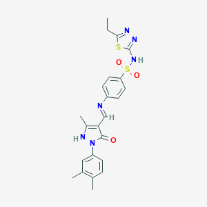 4-[[(Z)-[1-(3,4-dimethylphenyl)-3-methyl-5-oxopyrazol-4-ylidene]methyl]amino]-N-(5-ethyl-1,3,4-thiadiazol-2-yl)benzenesulfonamide