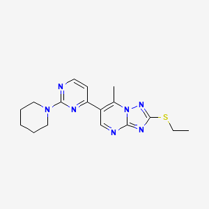 4-[2-(ETHYLSULFANYL)-7-METHYL-[1,2,4]TRIAZOLO[1,5-A]PYRIMIDIN-6-YL]-2-(PIPERIDIN-1-YL)PYRIMIDINE