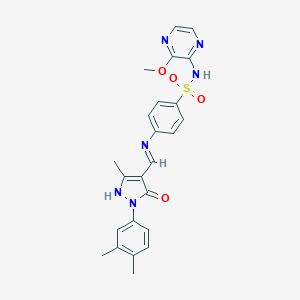 molecular formula C24H24N6O4S B447067 4-({[1-(3,4-dimethylphenyl)-3-methyl-5-oxo-1,5-dihydro-4H-pyrazol-4-ylidene]methyl}amino)-N-(3-methoxy-2-pyrazinyl)benzenesulfonamide 