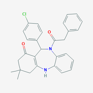 6-(4-Chlorophenyl)-9,9-dimethyl-5-(2-phenylacetyl)-6,8,10,11-tetrahydrobenzo[b][1,4]benzodiazepin-7-one