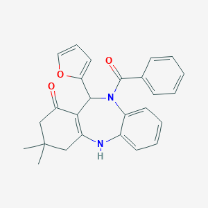 molecular formula C26H24N2O3 B447077 10-benzoyl-11-(2-furyl)-3,3-dimethyl-2,3,4,5,10,11-hexahydro-1H-dibenzo[b,e][1,4]diazepin-1-one 