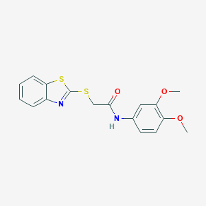 molecular formula C17H16N2O3S2 B447079 2-(1,3-benzothiazol-2-ylsulfanyl)-N-(3,4-dimethoxyphenyl)acetamide CAS No. 312621-58-2