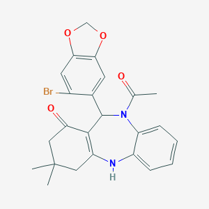 5-Acetyl-6-(6-bromo-1,3-benzodioxol-5-yl)-9,9-dimethyl-6,8,10,11-tetrahydrobenzo[b][1,4]benzodiazepin-7-one