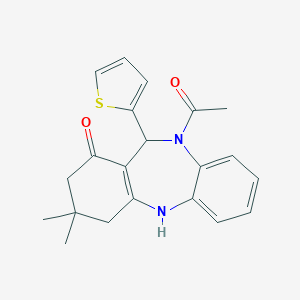 molecular formula C21H22N2O2S B447084 10-Acetyl-3,3-dimethyl-11-(2-thiophenyl)-2,3,4,5,10,11-hexahydro-dibenzo[b,E][1,4]diazepin-1-one 