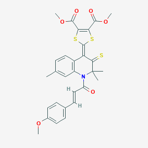 molecular formula C29H27NO6S3 B447087 dimethyl 2-(1-[3-(4-methoxyphenyl)acryloyl]-2,2,7-trimethyl-3-thioxo-2,3-dihydro-4(1H)-quinolinylidene)-1,3-dithiole-4,5-dicarboxylate 