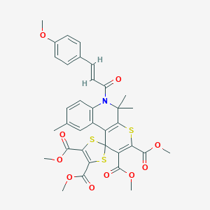 tetramethyl 6'-[(2E)-3-(4-methoxyphenyl)prop-2-enoyl]-5',5',9'-trimethyl-5',6'-dihydrospiro[1,3-dithiole-2,1'-thiopyrano[2,3-c]quinoline]-2',3',4,5-tetracarboxylate