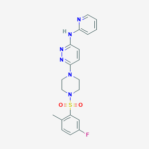 molecular formula C20H21FN6O2S B4470893 6-{4-[(5-fluoro-2-methylphenyl)sulfonyl]-1-piperazinyl}-N-2-pyridinyl-3-pyridazinamine 