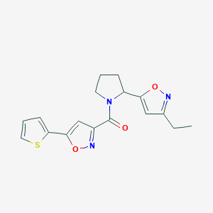 3-Ethyl-5-{1-[5-(thiophen-2-YL)-1,2-oxazole-3-carbonyl]pyrrolidin-2-YL}-1,2-oxazole